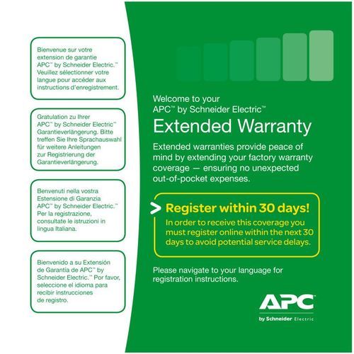 APC Extended Warranty Service Pack - Support technique - support téléphonique - 3 années - 24x7 - pour P/N: BE670M1, BE850G2, BR1200SI, BR1300MI, BR1600MI, BR1600SI, BR900MI, BV650, SRT1000XLI