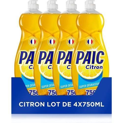 PAIC - Liquide Vaisselle Paic Citron Super Degraissant - Nettoie - Degraisse - Elimine les mauvaises odeurs - 4X750ml