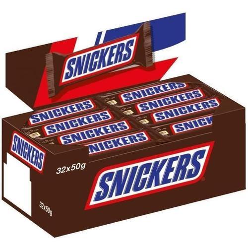 Snickers - Barres Au Chocolat Au Lait Fourrée De Caramel Et Cachuètes Grillées - Maxi Pack - 32 Barres De 50g