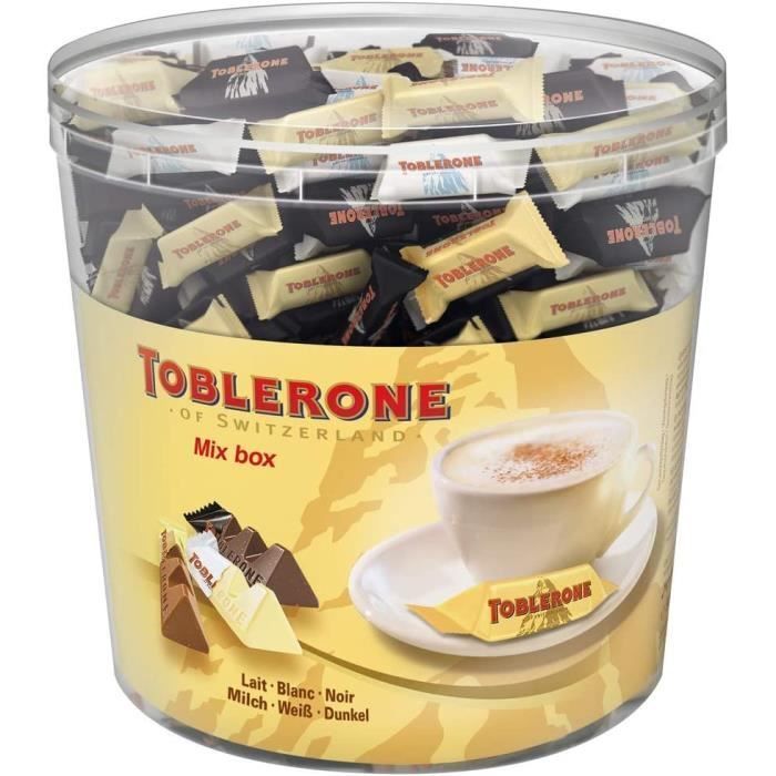 Assortiment De 3 Variétés De Mini Toblerone : Chocolat Au Lait, Chocolat Noir, Chocolat Blanc - Tubo De 113 Mini Barres (904 G)