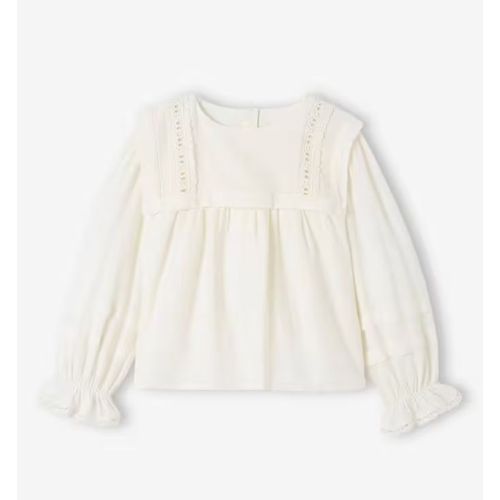 Blouse Col Vareuse À Dentelle Fille (Vertbaudet)