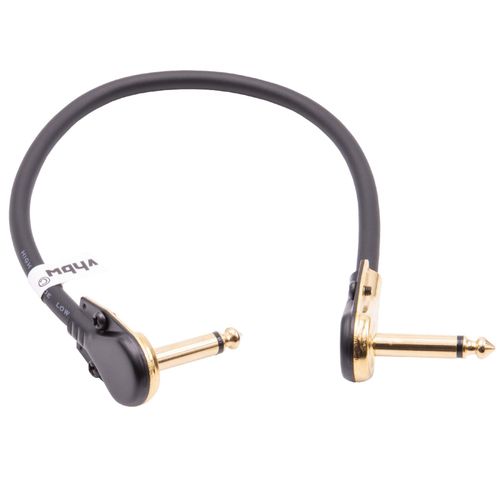 vhbw Câble patch pour guitare 30cm câble jack pour pédale d'effets - câble jack ave prise 6,35mm , coudé, or / noir