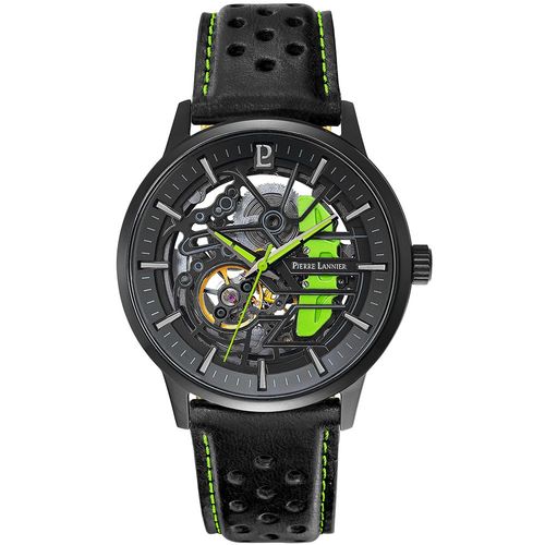 Montre Homme Paddock Cadran Noir Bracelet Cuir Noir