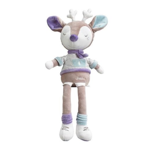 Doudou Amour Sauthon Faon Biche Beige Blanc Violet Elan Renne Peluche Aubert