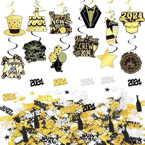 Décoration du Nouvel An 2023, décoration du Nouvel An, kit de décoration du Nouvel An, suspensions de plafond, guirlandes spirales, décoration de fête joyeuse nouvelle année