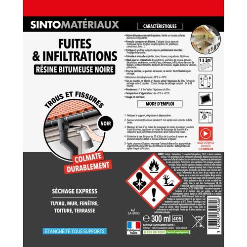 Fuites et Infiltrations SINTO Matériaux Noir 300ml