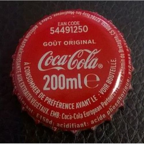 France Capsule Crown Cap Coca Cola Rouge Ean Code 54491250 Goût Original