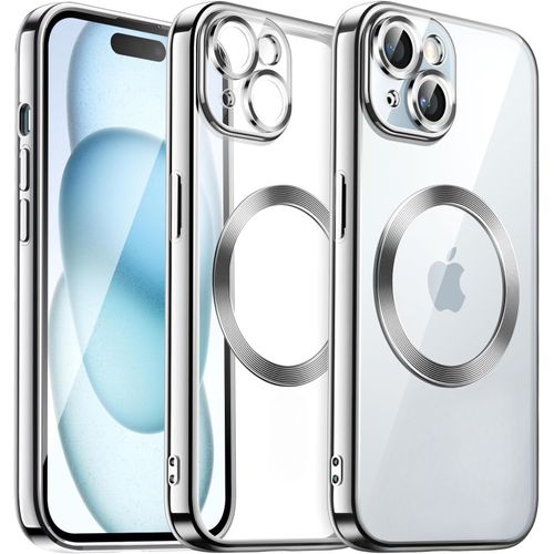 Coque Silicone Pour Iphone 15 Plus Couleur Argent Compatible Magsafe Little Boutik®