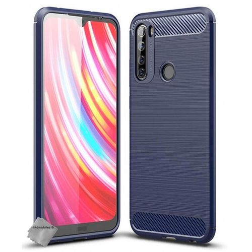 Housse Etui Coque Silicone Gel Carbone Pour Xiaomi Redmi Note 8t + Film Ecran - Bleu Fonce