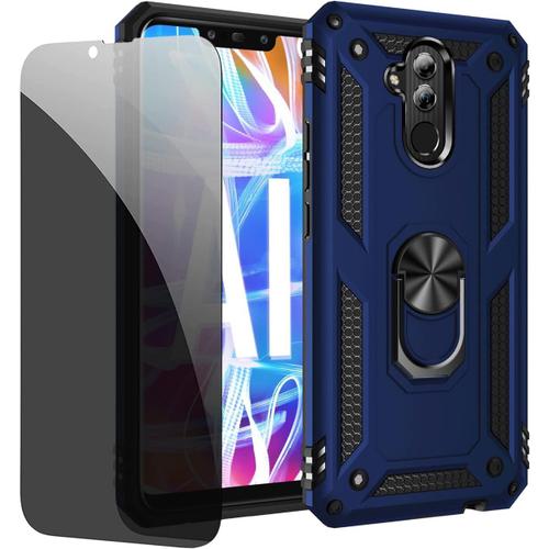 Coque Huawei Mate 20 Lite Bleu Étui De Protection Avec Protecteur D'écran En Verre De Confidentialité Anti-Espion