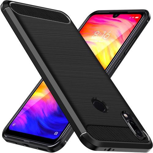 Coque En Silicone Pour Xiaomi Redmi Note 7, Étui De Protection Antichoc Militaire Mince Et Souple Tpu, Noir.