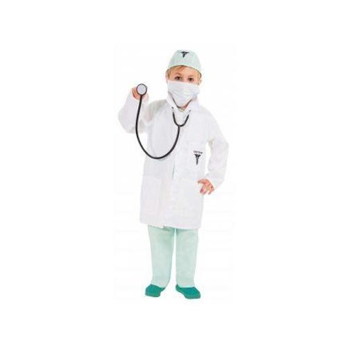 Panoplie Deguisement Docteur Avec Accessoires - Fille Et Garcon 7/8 Ans, 128 Cm - Blouse Medecin - Vert/Blanc
