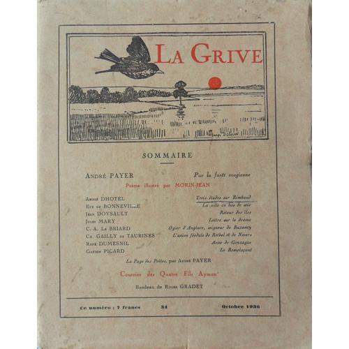 La Grive - Trois Études Sur Rimbaud - N° 34 - Octobre 1936