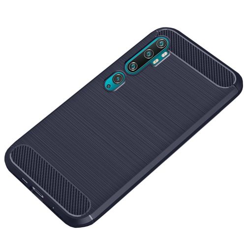Ebeststar - Coque Xiaomi Mi Note 10, Mi Note 10 Pro Housse Motif Fibre Carbone Luxe Flex Tpu Premium, Bleu Foncé [Dimensions Precises Smartphone : 157.8 X 74.2 X 9.7mm, Écran 6.47'']
