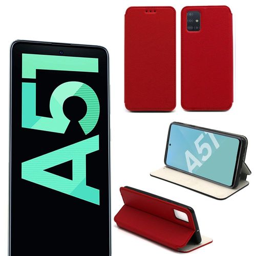 Housse Samsung Galaxy A51 Rouge - Etui Coque Galaxy A51 Protection Antichoc À Rabat Smartphone 2019 / 2020 - Accessoires Pochette Case