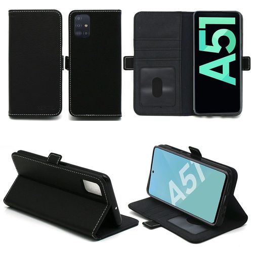 Samsung Galaxy A51 Etui Noir Protection Portefeuille À Rabat Avec Porte Cartes - Housse Galaxy A51 Noire Folio Coque Silicone Antichoc Smartphone 2019 / 2020 - Accessoires Pochette Case