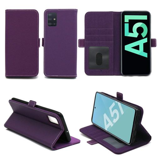 Samsung Galaxy A51 Etui Protection Portefeuille Violet À Rabat Avec Porte Cartes - Housse Galaxy A51 Folio Violette Coque Silicone Antichoc Smartphone 2019 / 2020 - Accessoires Pochette Case