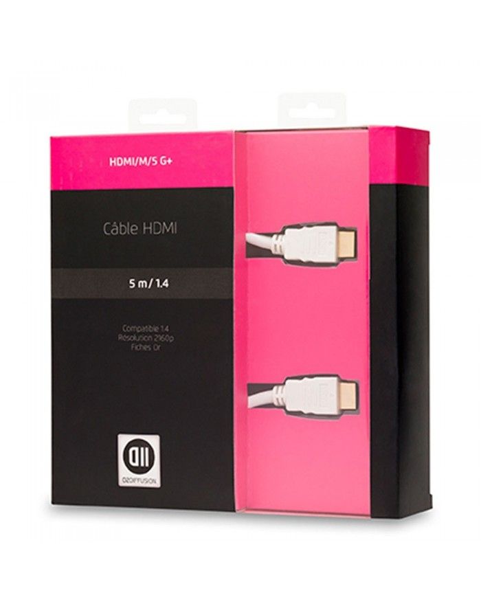 D2 Diffusion Cable HDMI male/male 5m blanc