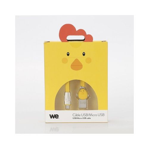 WE - Câble USB - Micro-USB de type B (M) pour USB (M) - 1 m - plat - jaune