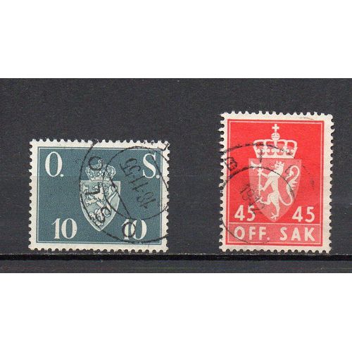 Norvège- Lot De 2 Timbres Oblitérés- Armoiries