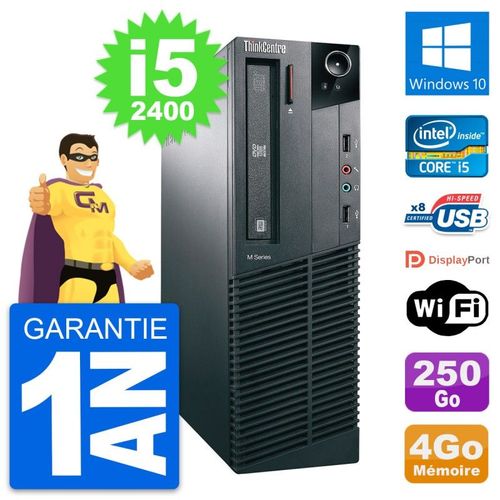PC Lenovo ThinkCentre M82 SFF Intel i5-2400 RAM 4Go Disque 250Go Windows 10 Wifi
