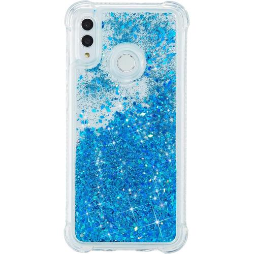 Coque Paillettes Pour Huawei P Smart 2019/Honor 10 Lite Transparente Silicone Glitter 3d Edge Antichoc Etui Souple Belle - Bleu
