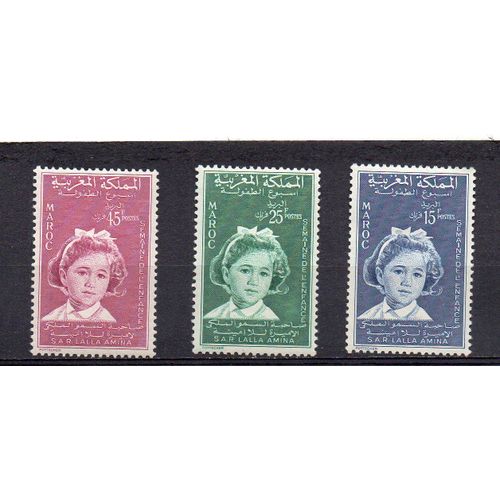 Maroc- Lot De 3 Timbres Neufs Avec Charnière- Semaine De L' Enfance
