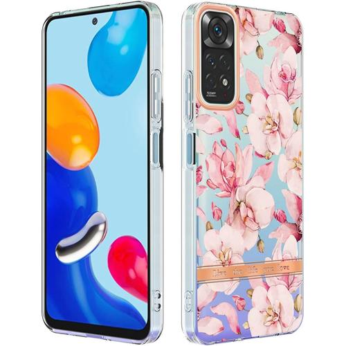 Coque Silicone Fleur Pour Xiaomi Redmi Note 11/11s - Housse Antichoc Mince Et Légère En Tpu Doux - Étui Clair Et Souple