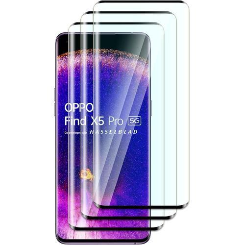 3 Pièces Verre Trempé Pour Oppo Find X5 Pro,3d Couverture Complète,Anti-Rayures,9h Dureté,Sans Bulles,Hd Protection Décran