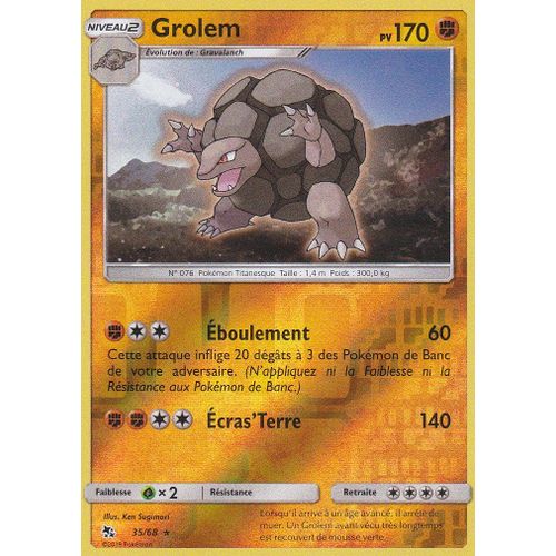 Carte Pokemon - Grolem - 35/68 - Holo Reverse - Sl11,5 - Destinées Occultes