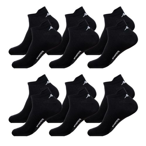 Chaussettes Femme Kappa Socquettes Tiges Courtes Pack De 6 Paires Noires Fitness Respirantes