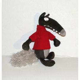 Peluche Le Loup Edition AUZOU Loup avec gilet rouge 27 cm - SOS doudou