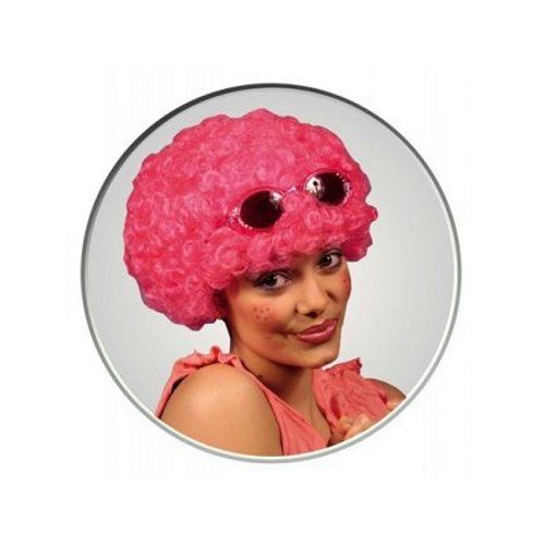 Perruque De Clown Afro Boucles Pop Disco 80s Rose Fluo Flashy - Carnaval - Taille Unique Adulte
