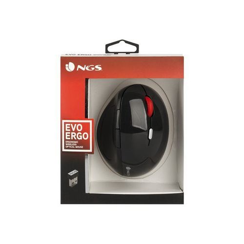 NGS Evo Wireless Mouse - Souris - ergonomique - optique - 5 boutons - sans fil - RF - récepteur sans fil USB - noir