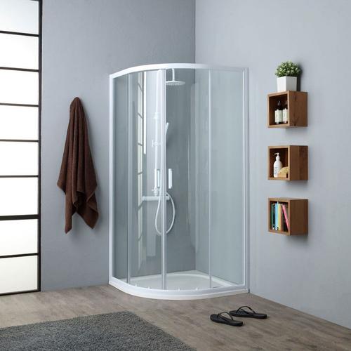 CABINE DE DOUCHE ANGULAIRE AVEC PROFILÉS BLANCS 80X80 CM VENERE