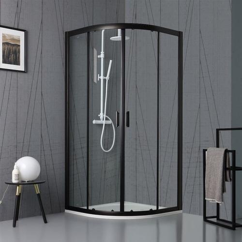 CABINE DE DOUCHE SEMI-CIRCULAIRE AVEC CRISTAL TRANSPARENT ET PROFIL NOIR MAT CITY