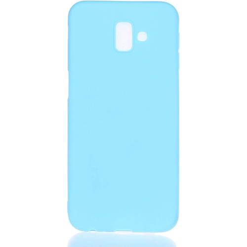 Coque Samsung Galaxy J6/J6 Plus 2018, Étui Silicone Ultra Mince Tpu Souple, Bumper Antichoc, Design Coloré, Bleu.