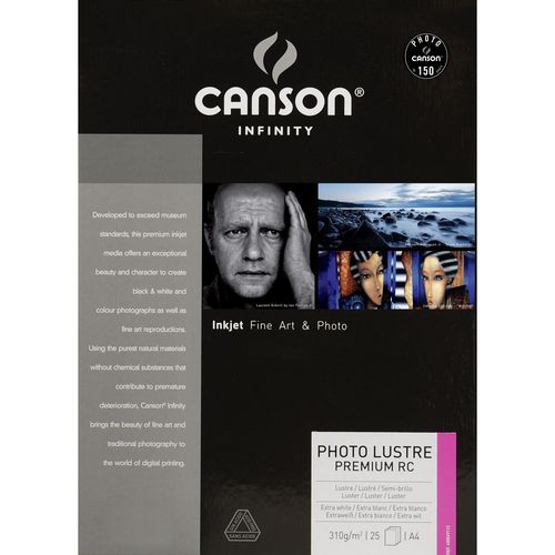 CANSON Infinity PhotoLustre Premium RC - Cellulose alpha - lustre extra lisse - blanc extra - A4 (210 x 297 mm) - 310 g/m² - 25 feuille(s) papier photo