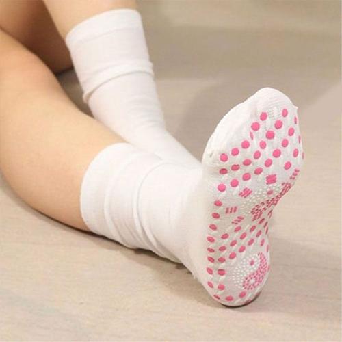 Shop-Story - Chaussettes Yoga Auto-Chauffantes Magnétique Unisexe - Couleur Blanc