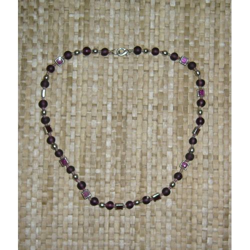Collier Perles Violet Mauve