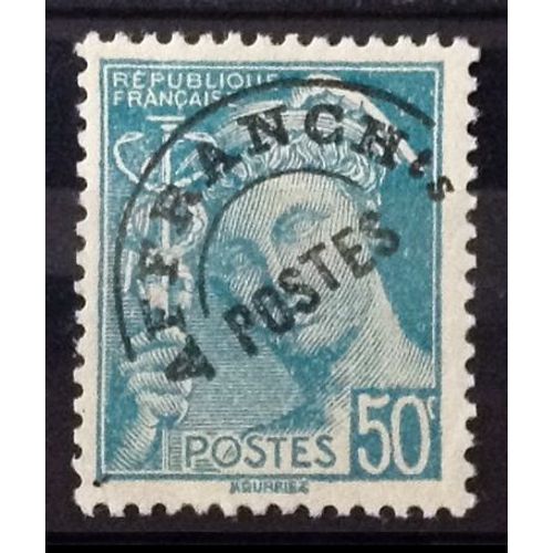Préoblitéré Mercure 50c Turquoise - Petit T (Joli N° 82b) Neuf* - Cote 15,00 - France Année 1942 - N25264
