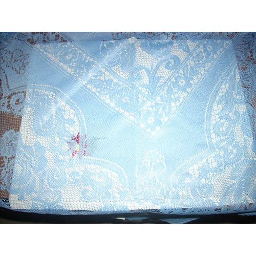 Nappe Rectangulaire Dentelle Polyester Bleu 140x155