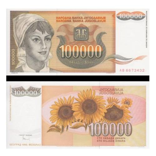 Billet Yugoslavie 100000 Dinars