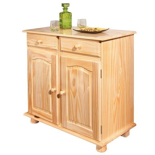 Bahut Bois 2 Portes 2 Tiroirs "Alienor" 88cm Naturel