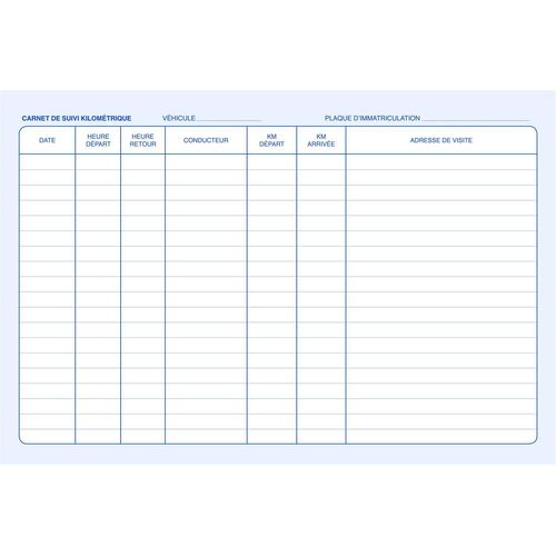 Elve Carnet De Suivi Kilométrique Spiralé 50 Dupli 29,7 X 21 Cm A4 950 Trajets