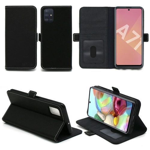 Samsung Galaxy A71 Etui Noir Protection Portefeuille À Rabat Avec Porte Cartes - Housse Galaxy A71 Noire Folio Coque Silicone Antichoc Smartphone 2019 / 2020 - Accessoires Pochette Case