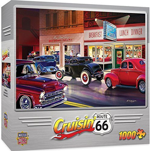 Masterpieces Cruisin Route 66 Jigsaw Puzzle, Phils Diner, Featuring Art By Bruce Kaiser, 1000 Pieces