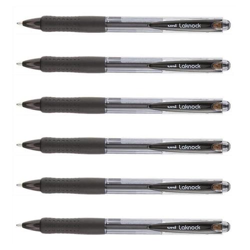 Uni-Ball Lot De 6 Stylos Bille Laknock Sn100/14 R¿Tract. Grip Pointe Large 1,4mm Noir