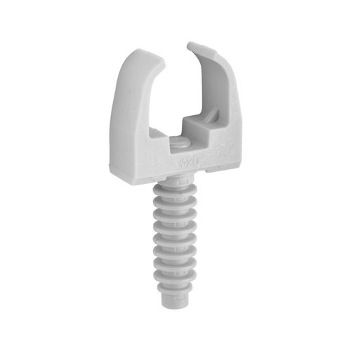 10 Clips DEBFLEX pour Tube+ Chevilles Ø20mm Gris