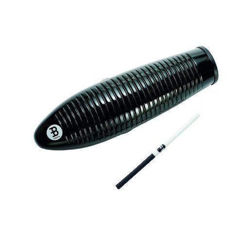 Meinl Percussion Guiro With Black Fiberglass Body - Not Made In China - Three Striking Surfaces, Padded Grip Holes And Plastic Scraper, 2-Year Warranty (Gu7bk)